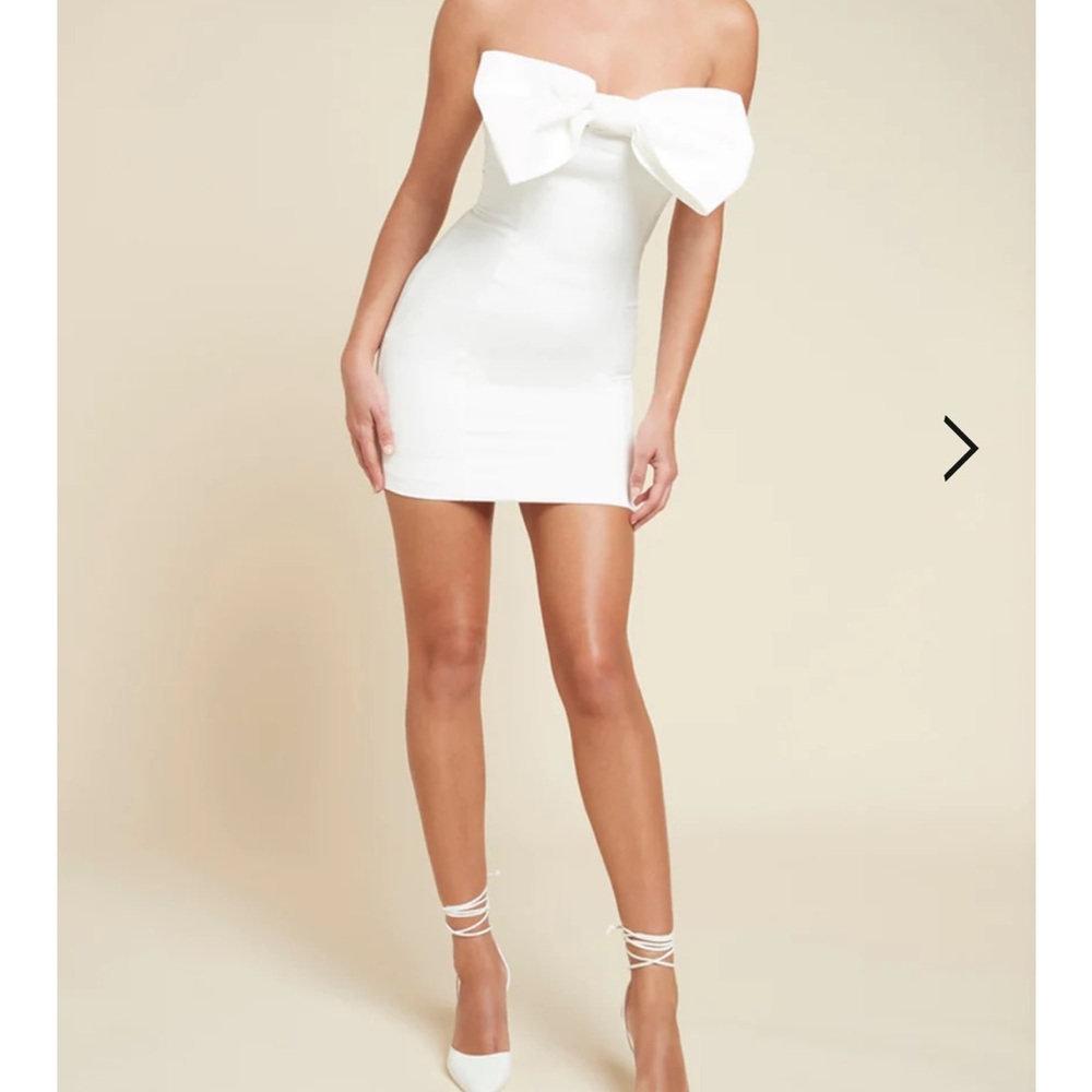 Runaway the label MADDIE MINI DRESS white dress bow